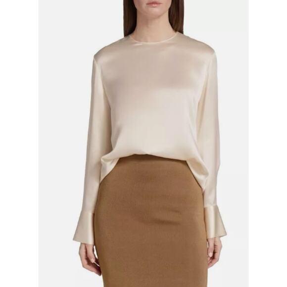 VINCE Long Sleeve Silk Crew Neck Blouse Size Small New with Tags - Picture 1 of 6